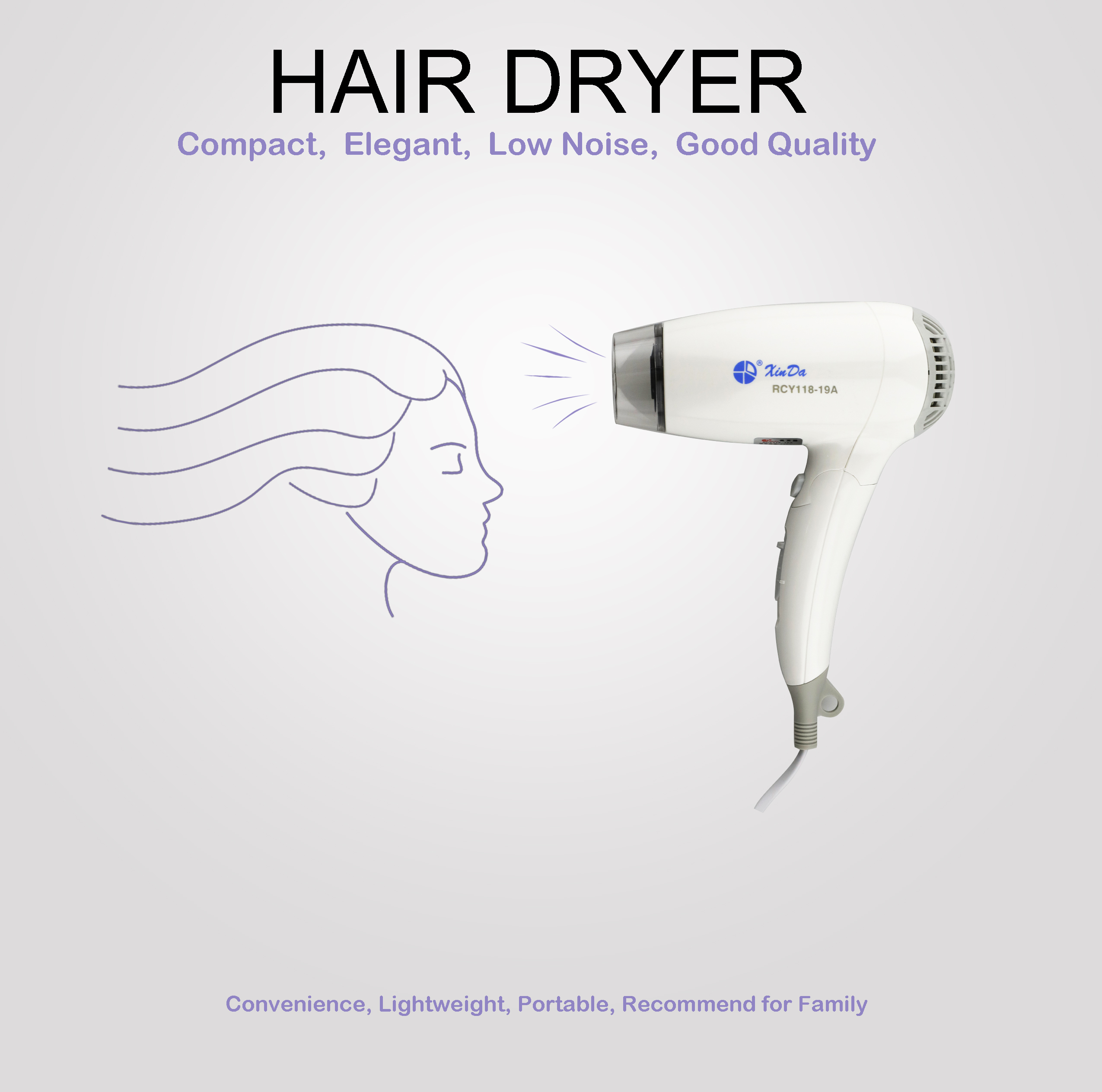 Professional Home Hair Dryer White Folding Hair Drier Hair Dryer