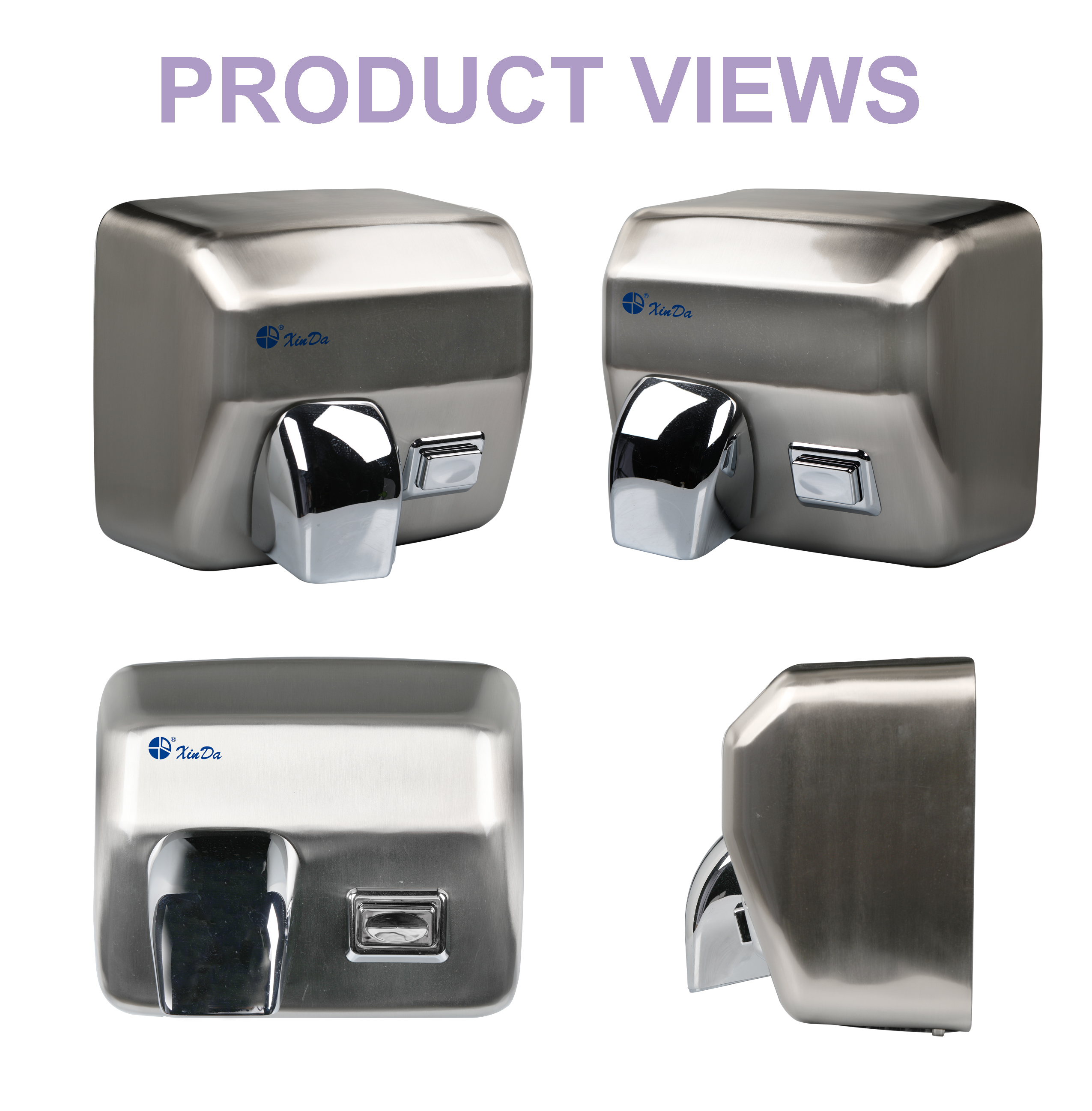 Silver Wall-mounted Public Bathroom Hospital Toilet Hotel Accessories Commercia Hight-speed Hand Drier