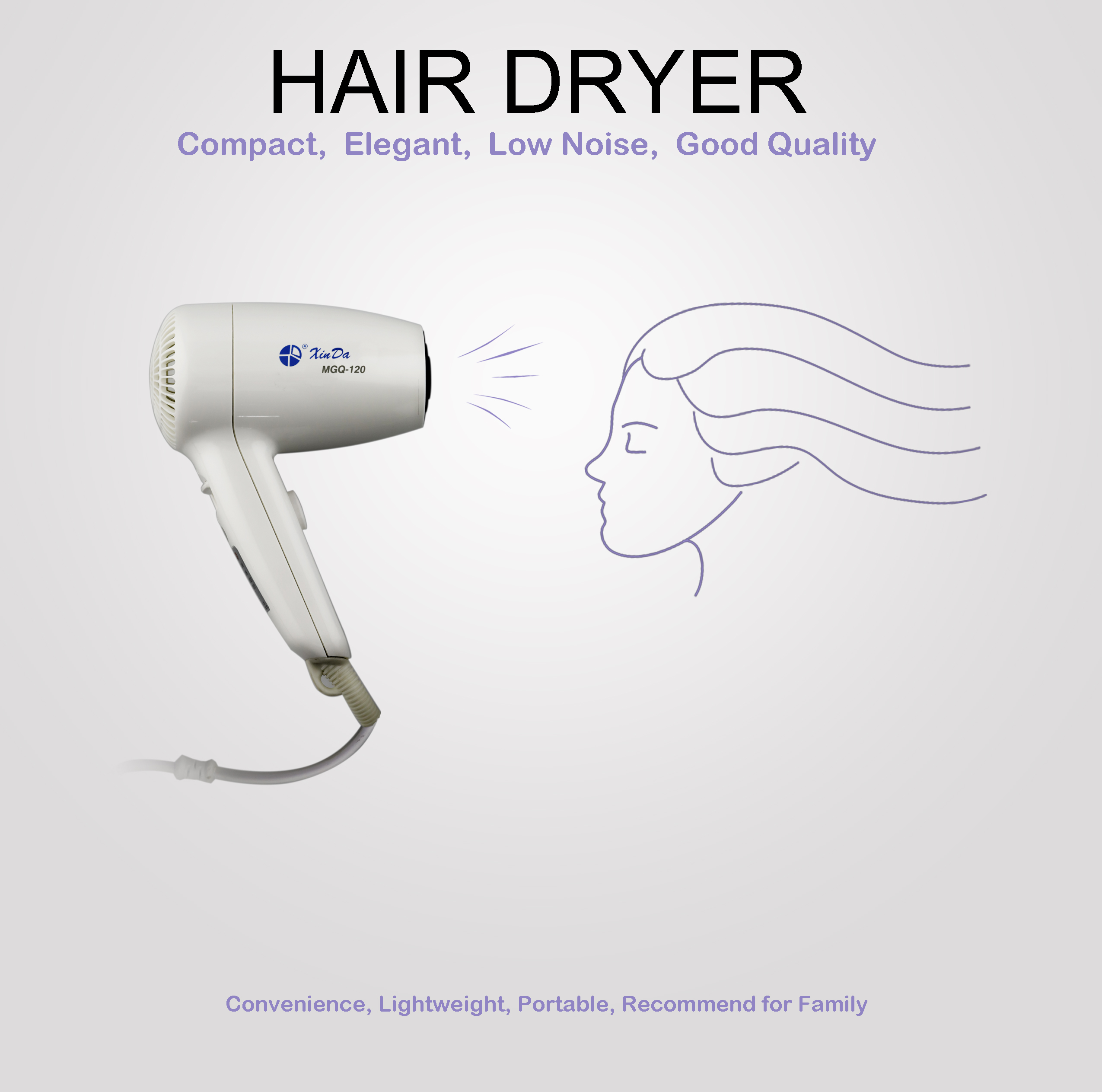 The XinDa MGQ120 2200w Commercial Professional Household Powerful Hair Dryer