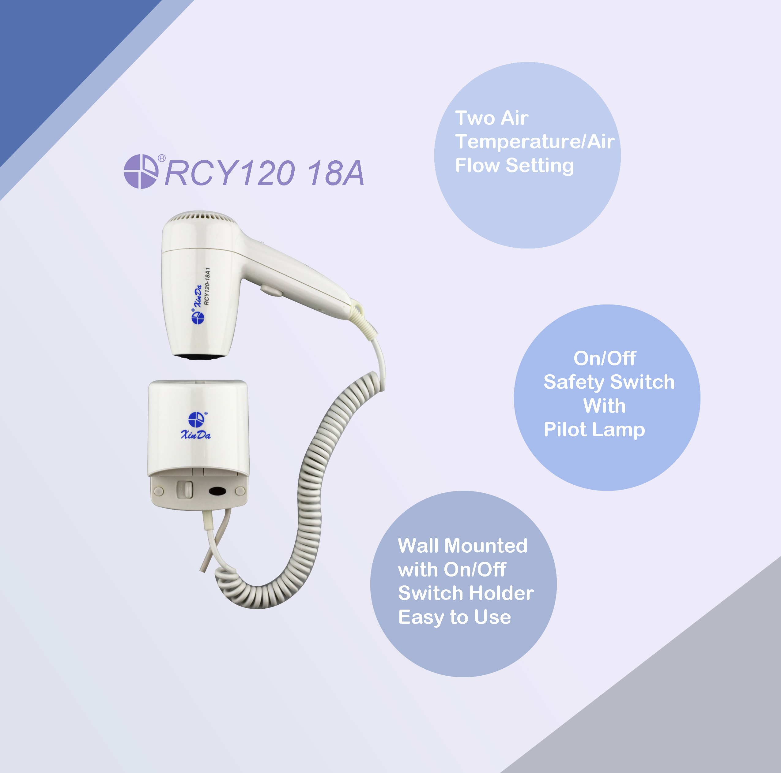 The XinDa RCY-120 18A New Design Professional White Wireless Rechargeable Hair Dryer, Battery Hair Dryer ABD-1000 Hair Dryer