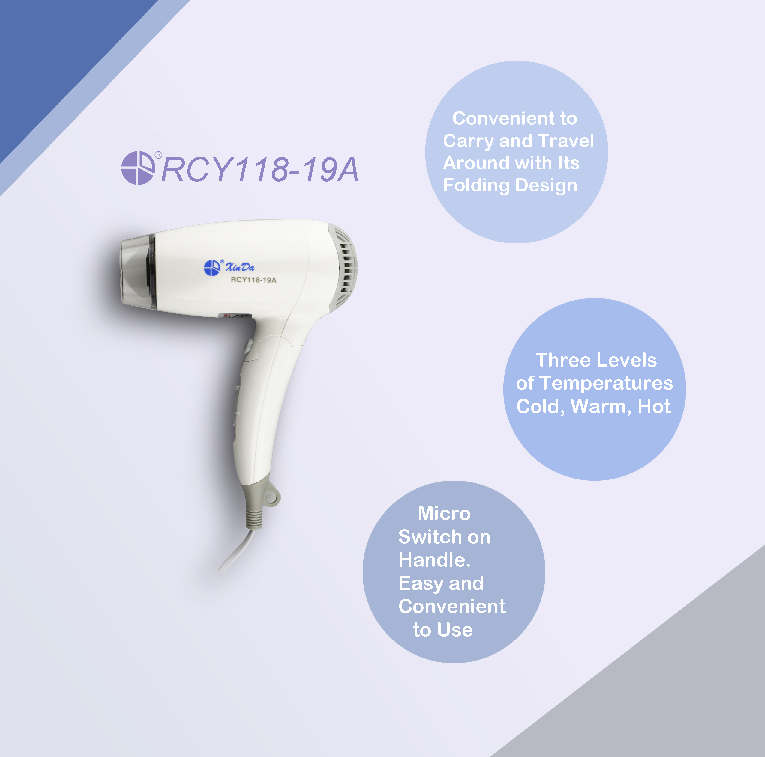The XinDa RCY-188 19A New Foldable Hair Dryer Hair Dryer