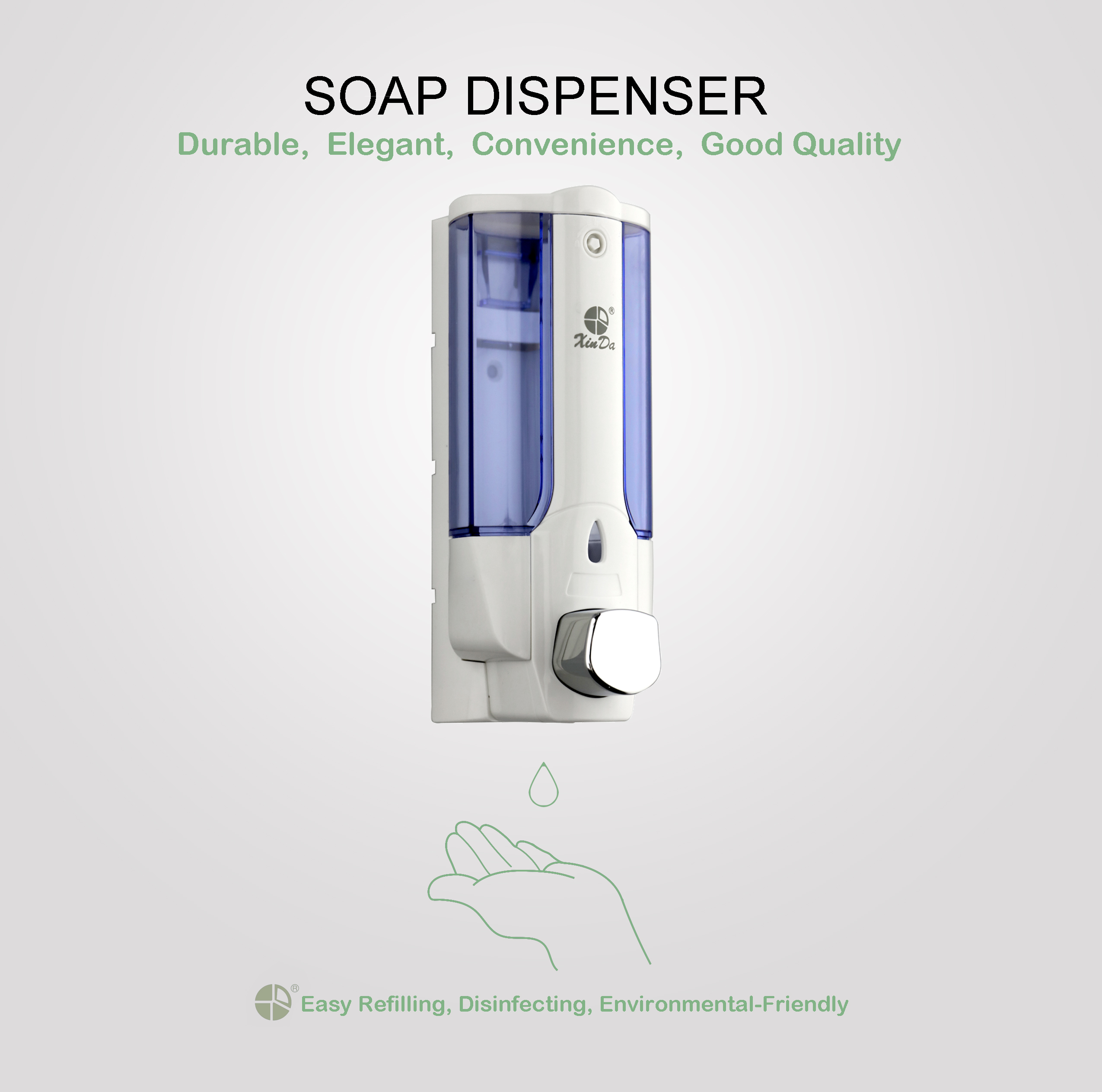 XINDA ZYQ138 Wall Mounted Liquid Hand Hotel Manual Soap Dispenser 