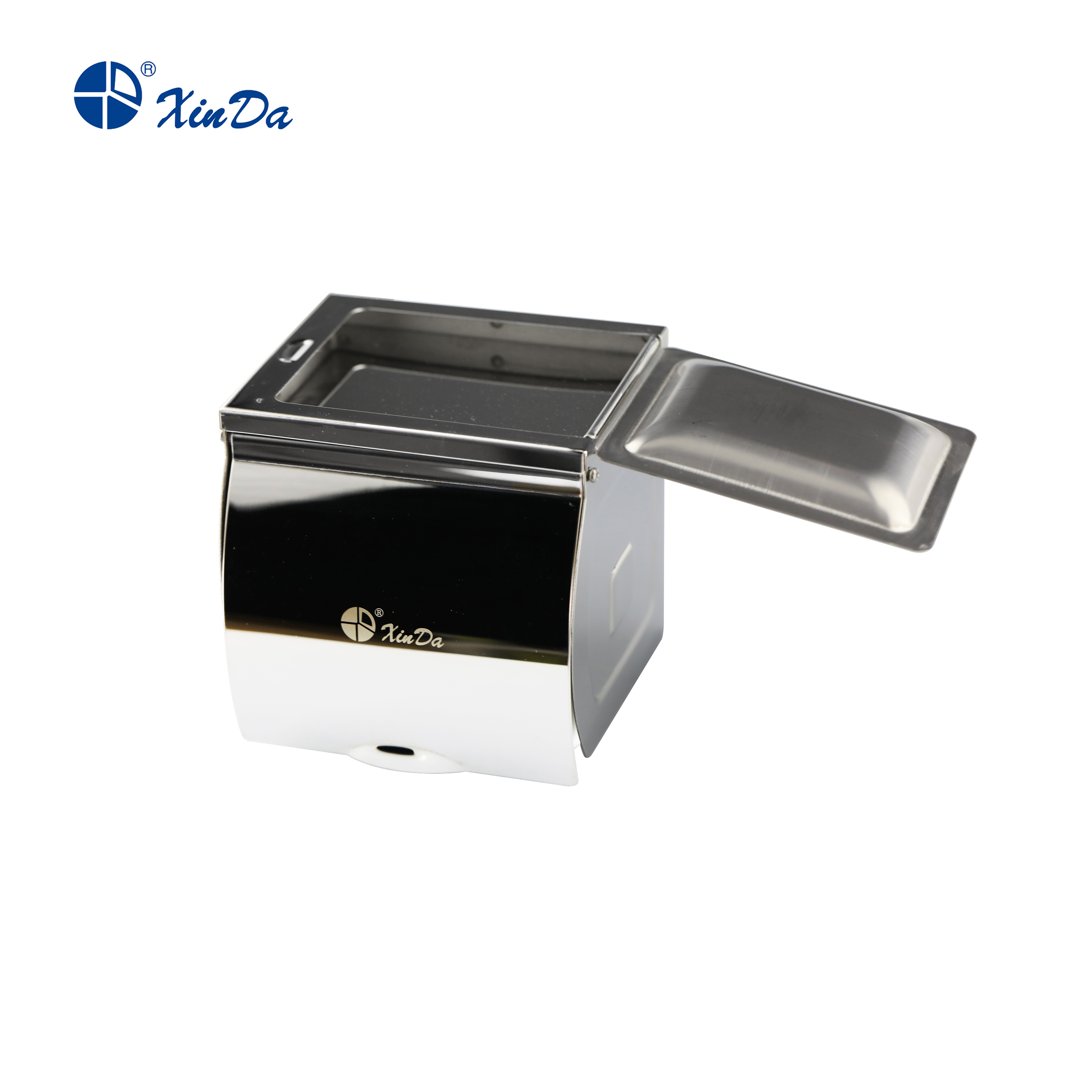 Stainless Steel Roll Paper Tissue Holder Wall Mounted Tissue Box for Home Bathroom