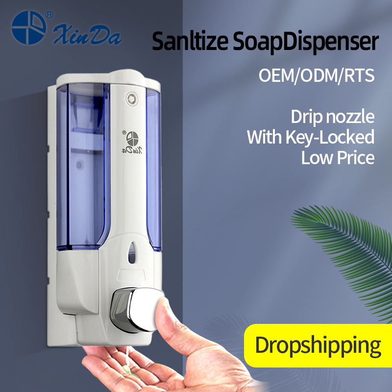 The Xinda ZYQ138 Shampoo Soap Dispenser 380 ML Manual Push Pump Counter Plastic White Wall Mounted with Key-Locked Protection