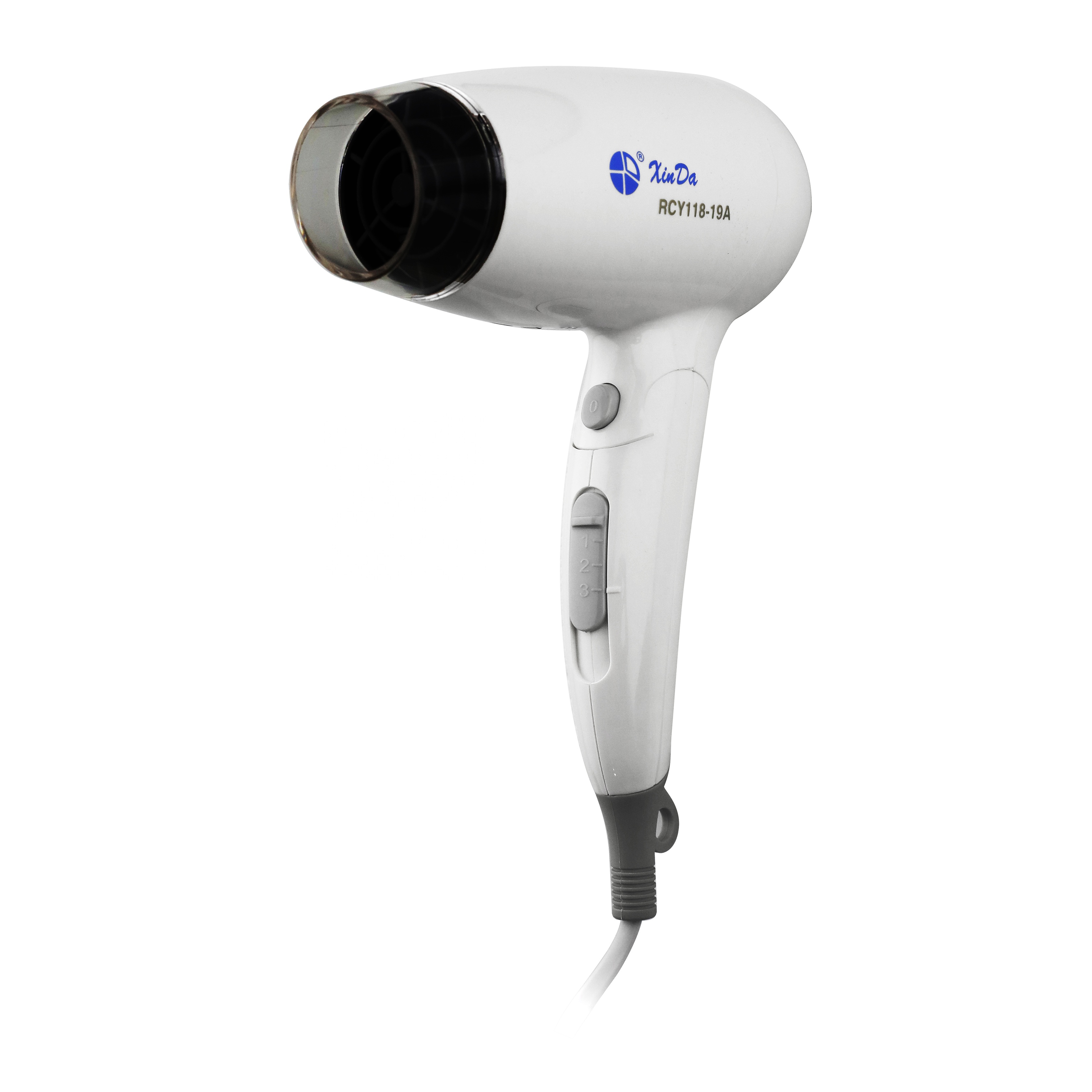 The XINDA RCY-118 19A Personal & Family Travel Convenience Foldable ABS White Hair Dryer