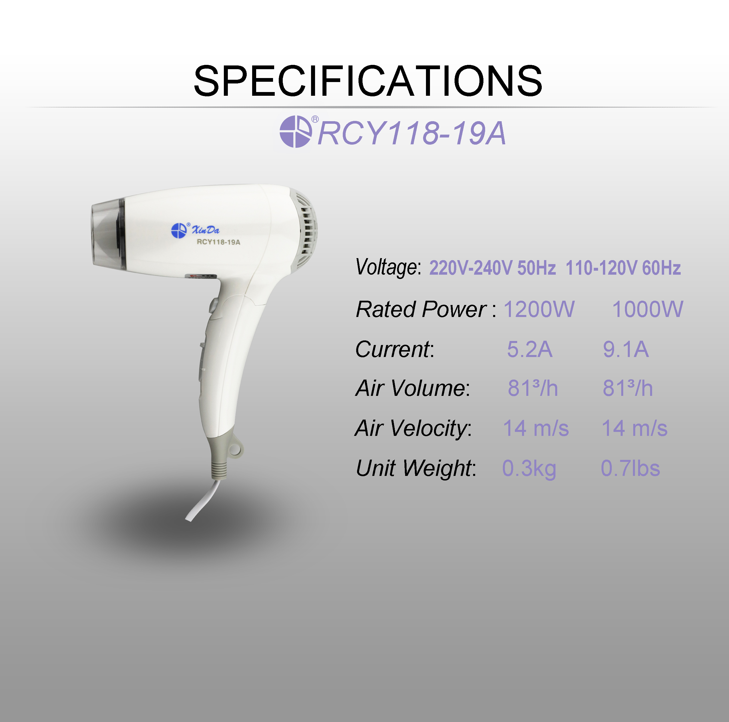 XINDA RCY-118 19A Hair Dryer
