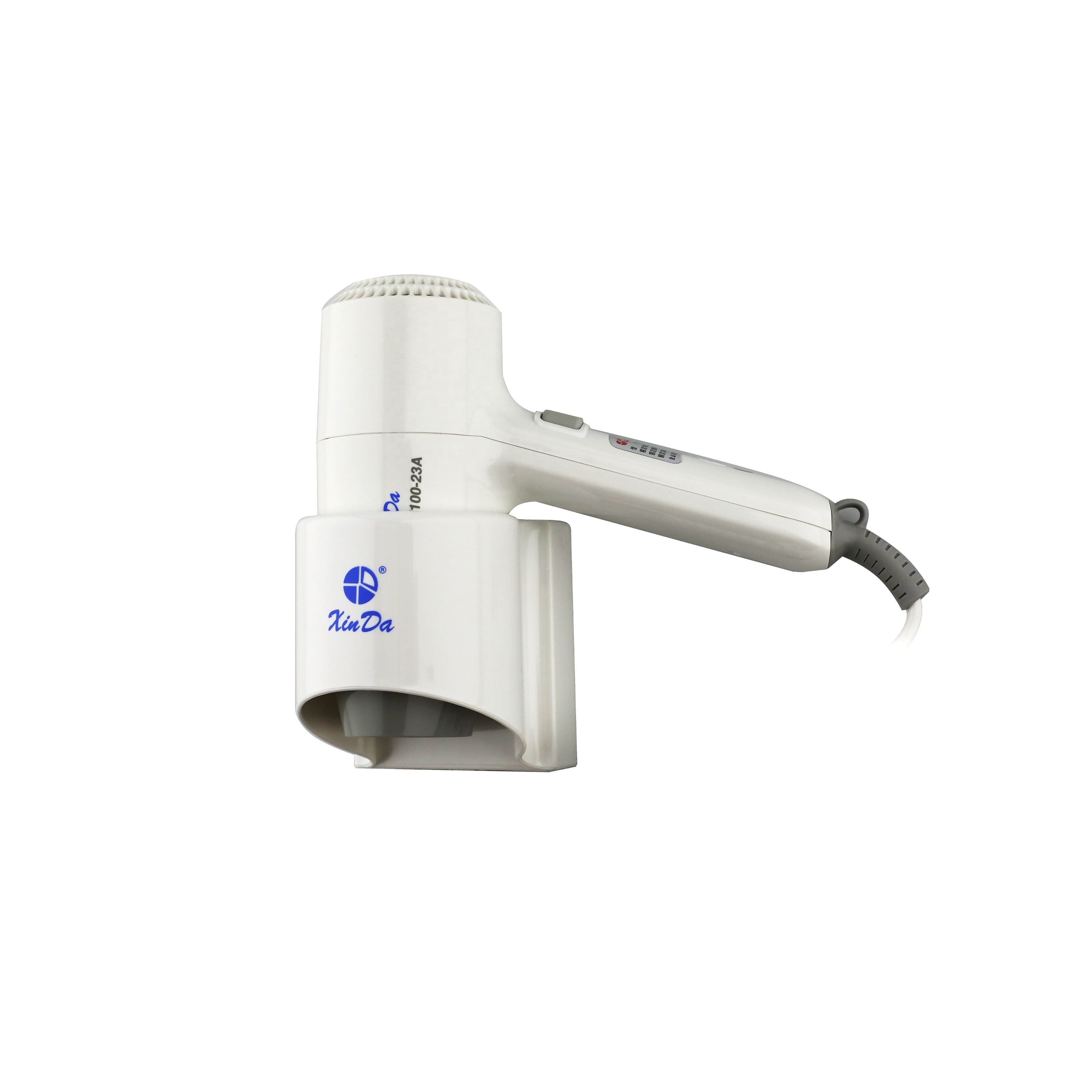 The XINDA RCY-100 23A for Home & Hotel Convenience Mounted Base with Safety Switch ABS White Hair Dryer