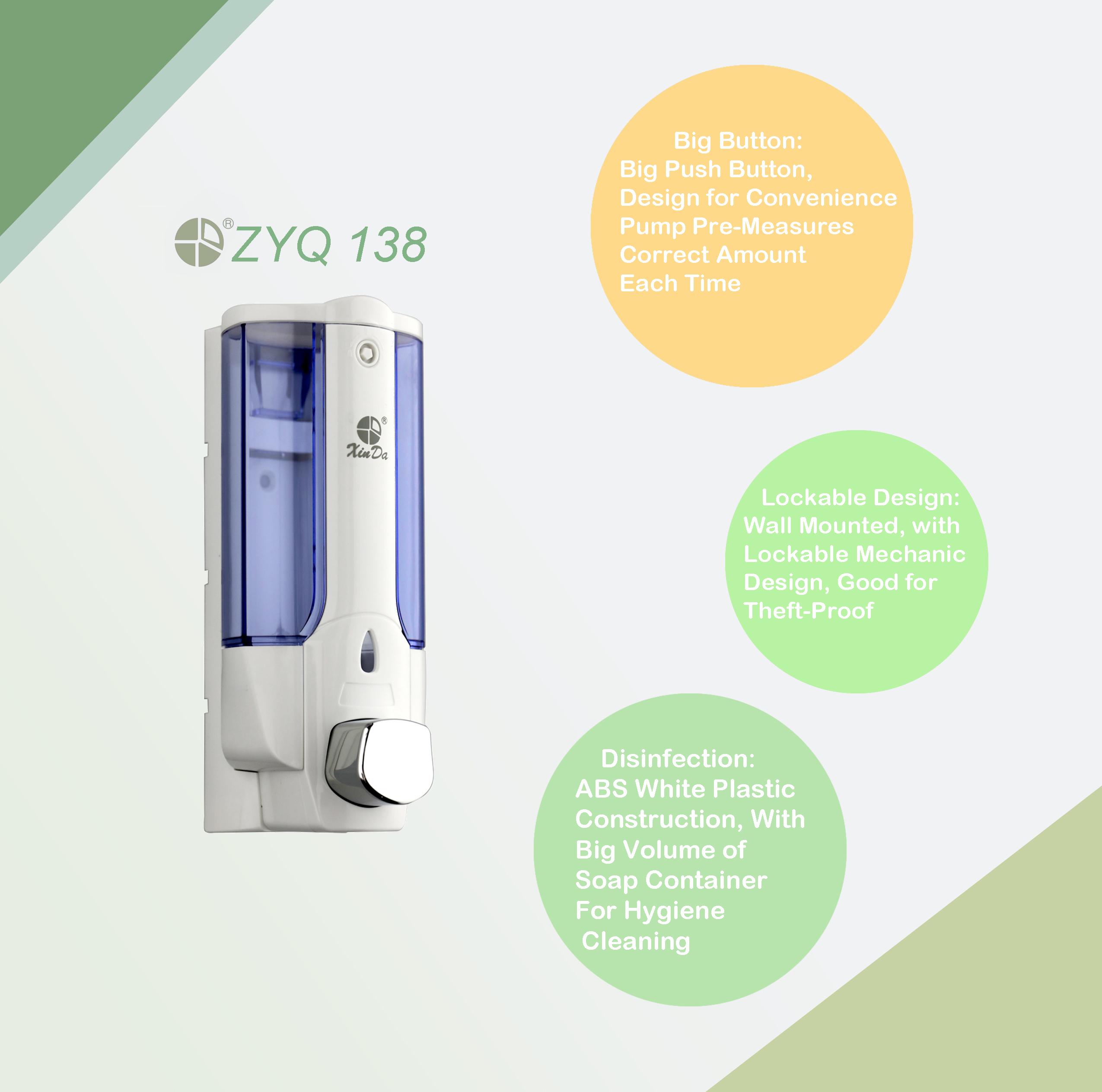 The XinDa ZYQ138 Wholesale Bathroom Accessories Manual Soap Dispenser Liquid Plastic Wall Mounted Soap Dispenser