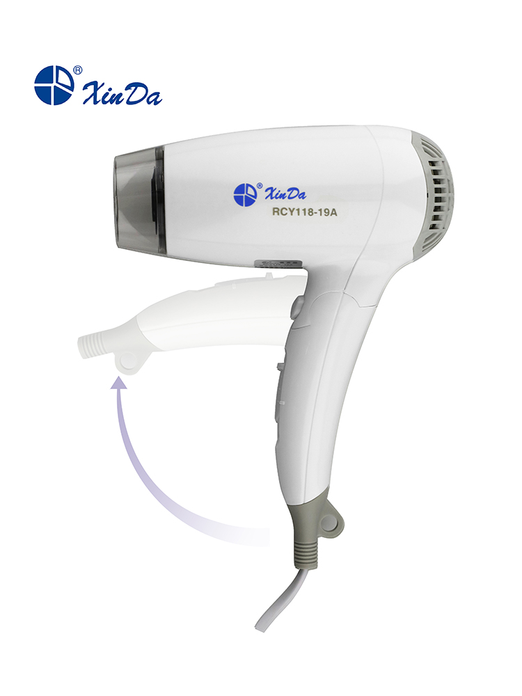 The XINDA RCY-118 19A Personal & Family Professional Portal Travel Foldable ABS White Hair Dryer